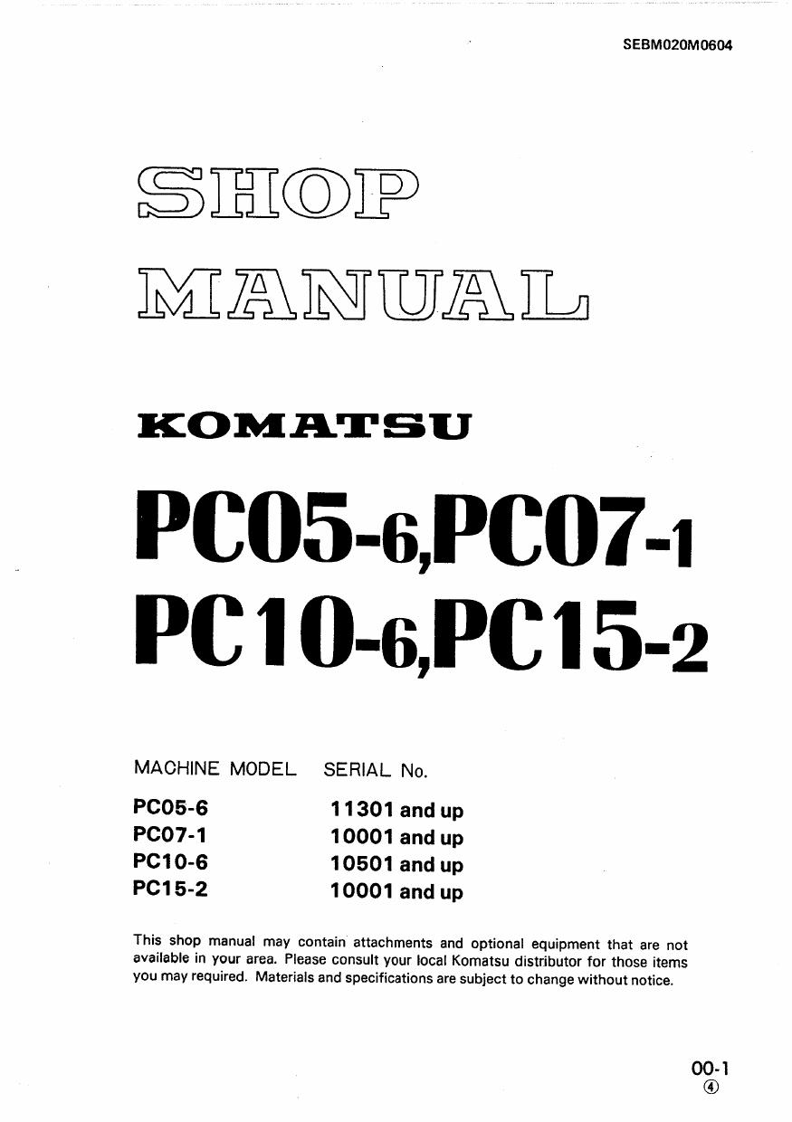 PC05-6 PC07-1 PC10-6 PC15-2 Shop Manual